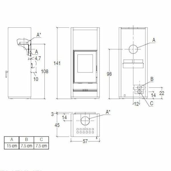 Piazzetta E928 M BCS stufa a legna 11,1 kW