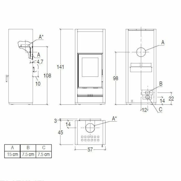 Piazzetta E928 M BCS stufa a legna 11,1 kW