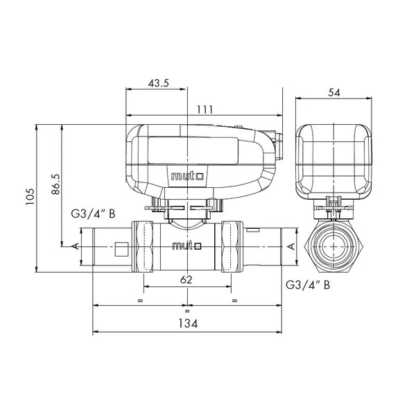 Valvola di zona TMO20-2MM SPST M1S Mut a 2 vie motorizzata con relè 3/4" MM