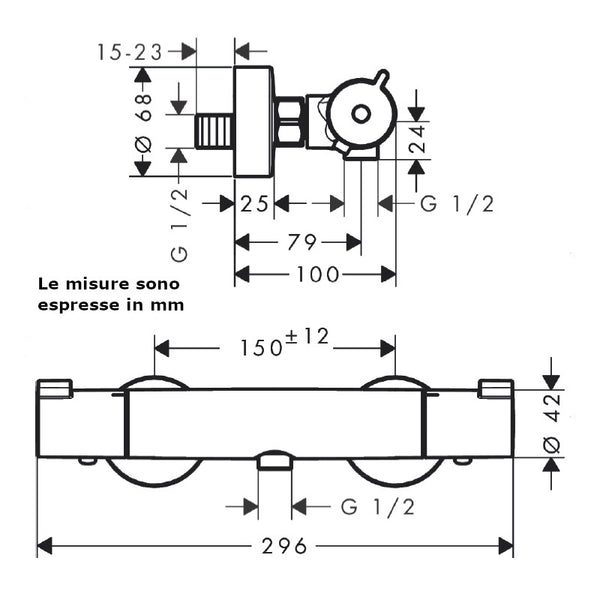 Miscelatore termostatico doccia Ecostat 1001 CL Hansgrohe 13211000