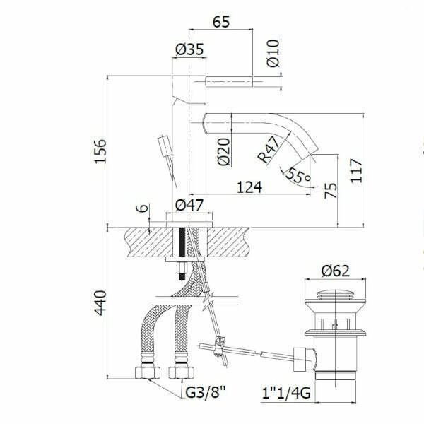 Paffoni Steel miscelatore lavabo con scarico 1"1/4 acciaio