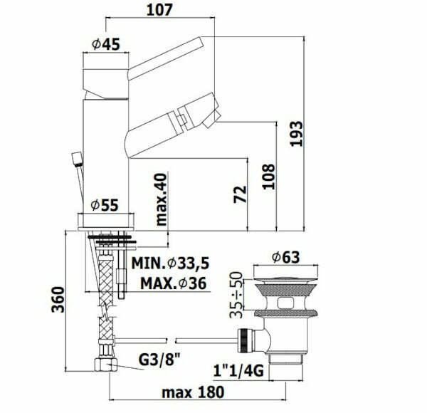 Paffoni Birillo miscelatore bidet con scarico auto cromo