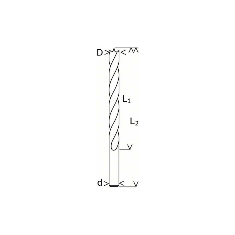 Bosch punta per legno, tagliente ad M 14 x 250 mm, diametro 10 mm
