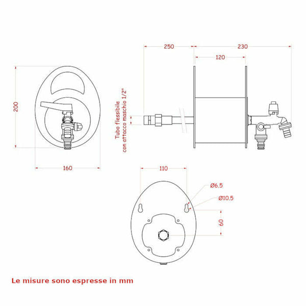 Portatubo murale alluminio con rubinetto - Bel-Fer 42/MU.14