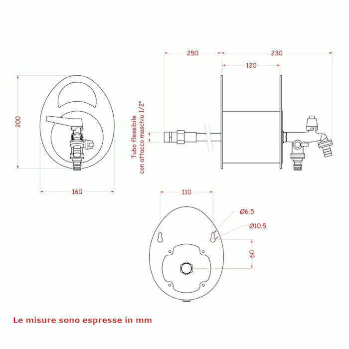 Portatubo murale alluminio con rubinetto - Bel-Fer 42/MU.14