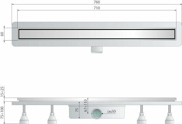 OMP Nanoflow canalina per doccia a pavimento 700 mm x DN50