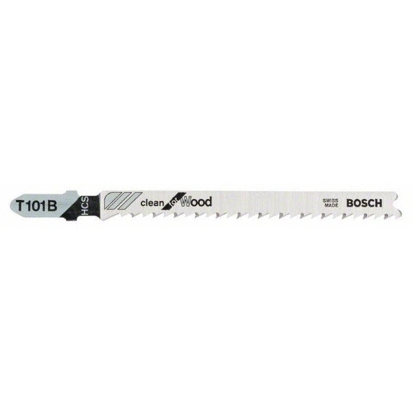 Bosch Clean for Wood T 101 B lama per seghetto alternativo HCS, con denti diritti e rettificati, set 5 pezzi