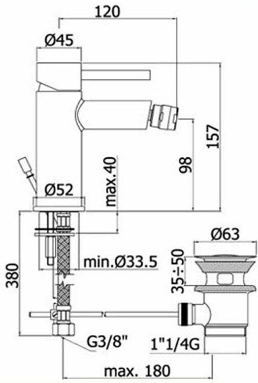 Paffoni Stick miscelatore bidet scarico auto cromo