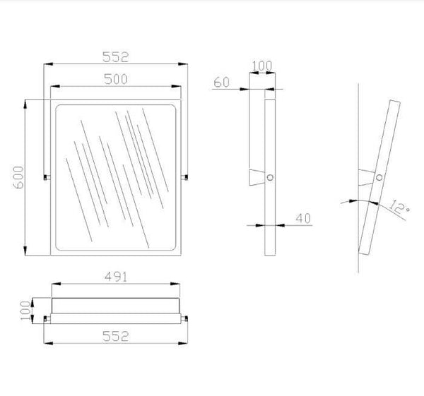 Specchio bagno 50x60 inclinabile con vetro di sicurezza Ponte Giulio F41JPS25
