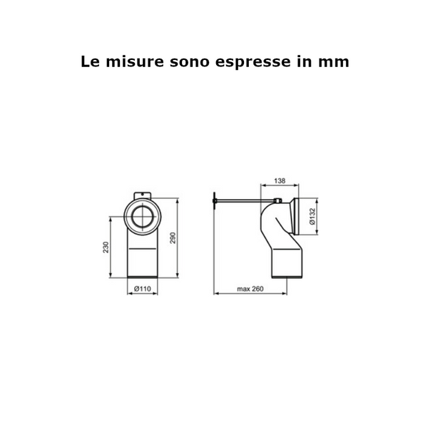 Curva tecnica MULTISUITE J324867 Ideal Standard con kit di fissaggio