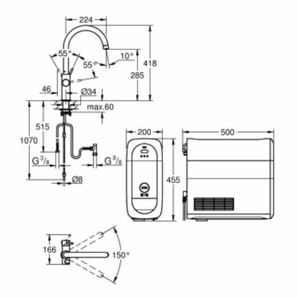 Grohe Blue Home starter kit miscelatore C, refrigeratore, filtro Mg+Zn