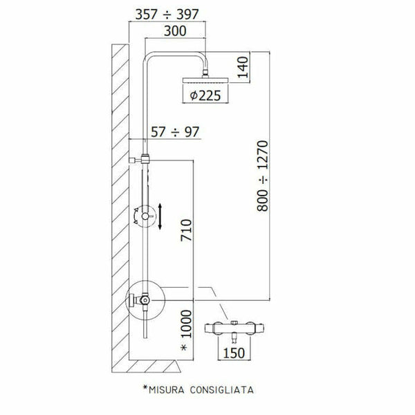 Paffoni Mini Birillo colonna doccia con deviatore e flessibile