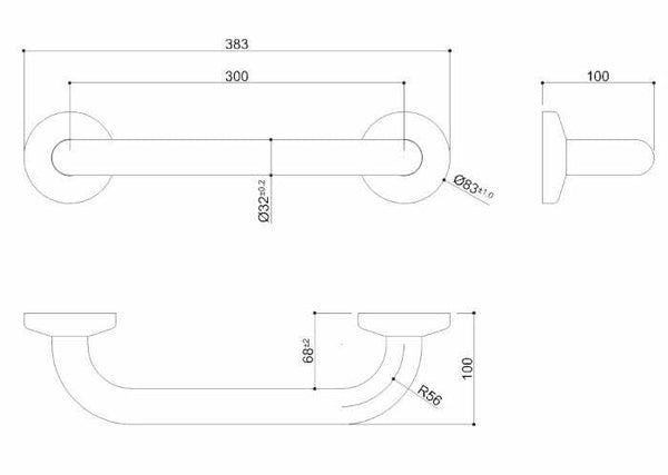 Ponte Giulio Paint maniglione di sicurezza lineare 38 cm bianco caldo