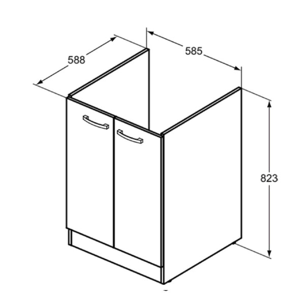Mobile sottolavabo Lago J0028PW Ideal Standard 2 ante 585 x 588 x 823 mm bianco opaco