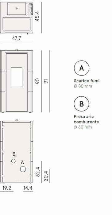 Cadel Cristal 7 stufa Pellet Air ermetica 7 KW