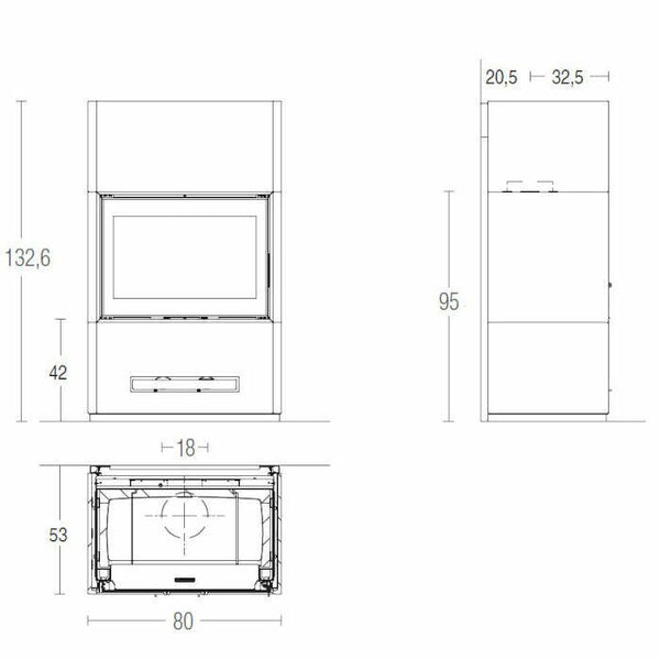Piazzetta BERNA MC 70/51 stufa caminetto a legna 11 kW