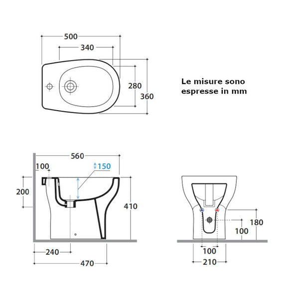 Bidet a pavimento Grace GR009BI Ceramica Globo