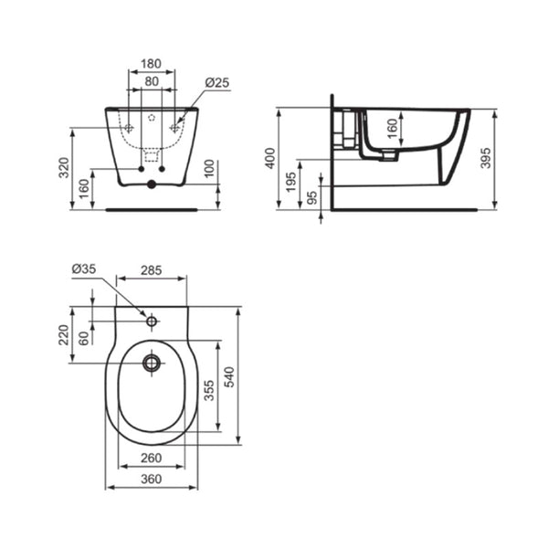 Bidet sospeso Connect E772201 Ideal Standard bianco lucido