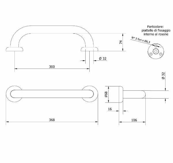 Thermomat M30-I maniglione di sicurezza lineare 30 cm bianco