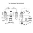 Batteria lavabo 3 fori Danubio scarico automatico 1"1/4 DA055CR Paffoni