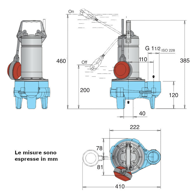Pompa sommergibile GQSM 40-9 Calpeda monofase 0,45 kW