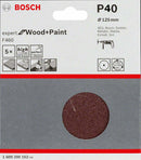 Bosch F460 Expert for Wood and Paint set 5 fogli abrasivi 125 mm, grana 40