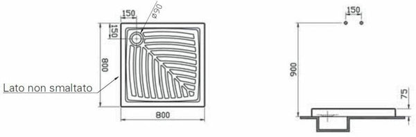 Vitra Arkitekt piatto doccia quadrato 80 x 80cm ceramica bianco
