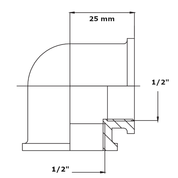 Gomito filettato OT5090 Frabo 1/2" x 1/2" FF ottone