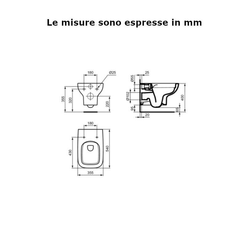 Vaso sospeso I.LIFE A T452301 Ideal Standard bianco