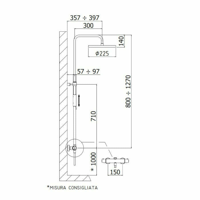 Paffoni Birillo ZCOL646LIQCR colonna doccia con miscelatore termostatico