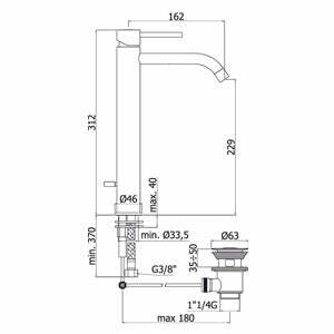 Paffoni Light miscelatore lavabo prolungato senza scarico cromo