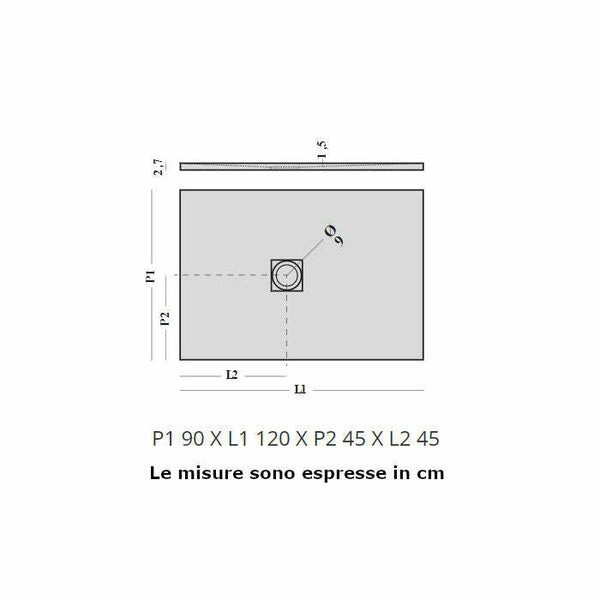 Piatto doccia Stone PT4040 Agha 90 x 120 cm bianco