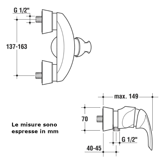 Miscelatore monocomando doccia esterno TRIAS A5076AA Ideal Standard