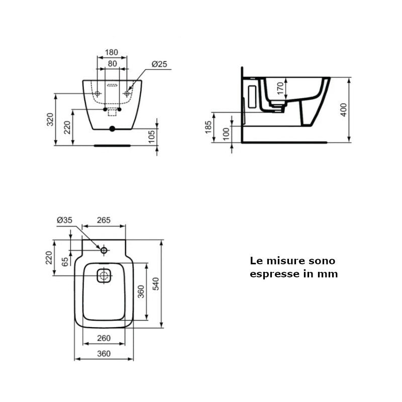 Bidet sospeso Strada II T297101 Ideal Standard con fissaggi nascosti