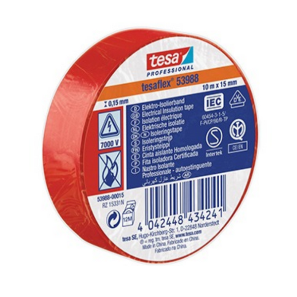 Nastro ISOLANTE 53988 rosso Tesa 15 mm x 10 m