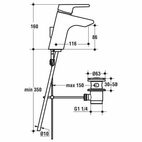 Miscelatore monocomando lavabo Active B8059AA Ideal Standard con piletta 1"1/4