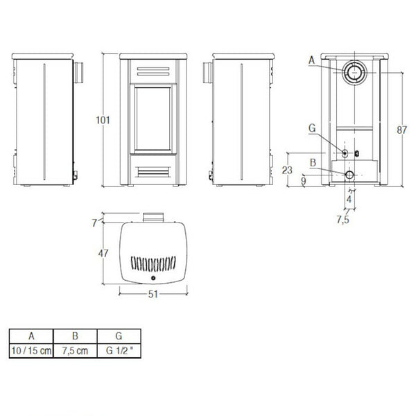 Piazzetta G958 M stufa a gas metano canalizzabile 5 kW