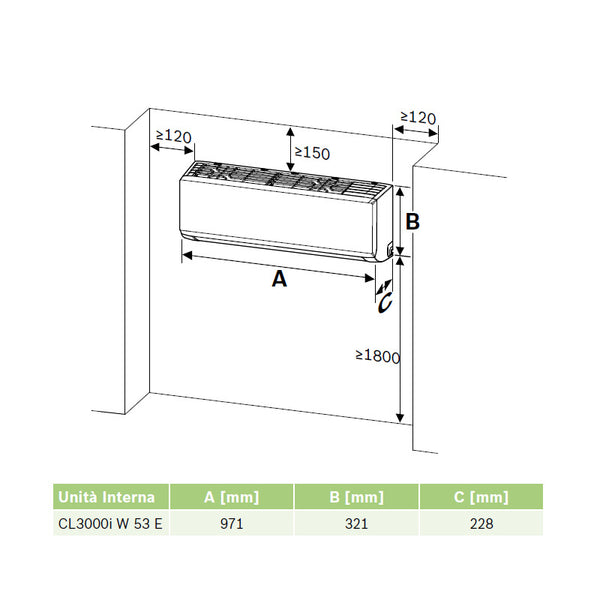 Bosch CL3000i Set 53 WE climatizzatore monosplit 18.000 BTU
