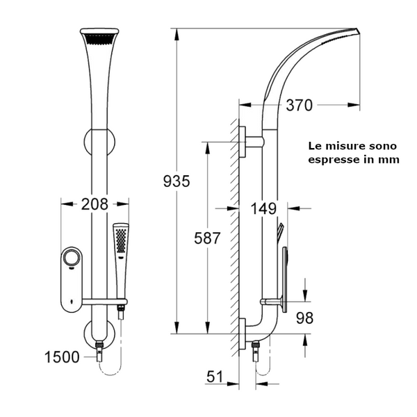 Colonna doccia Grohe Ondus Aquafountain 120 con raccordo elettronico 27191KS0