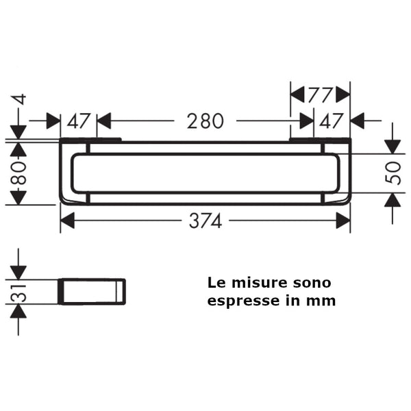 Maniglia Axor Universal Softsquare 42830000 Hansgrohe 374 mm