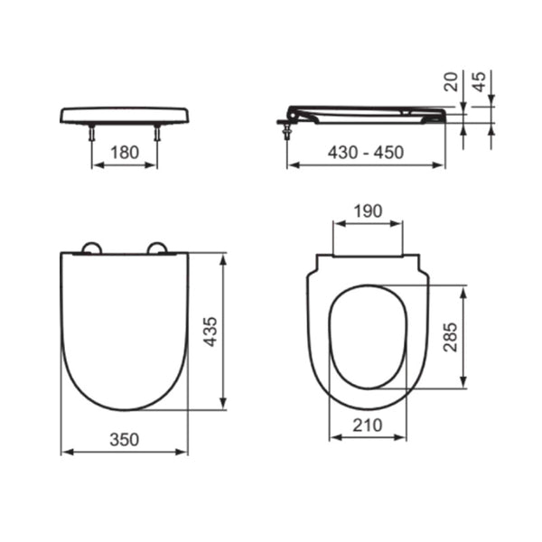Sedile avvolgente I.LIFE O T572201 Ideal Standard chiusura ammortizzata bianco lucido