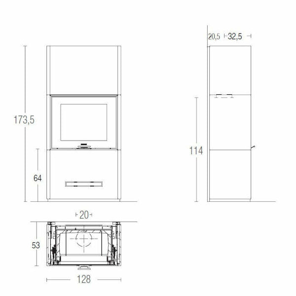 Piazzetta DAVOS MC 120/48 stufa caminetto a legna 14 kW