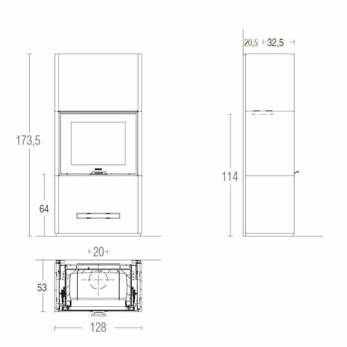 Piazzetta DAVOS MC 120/48 stufa caminetto a legna 14 kW