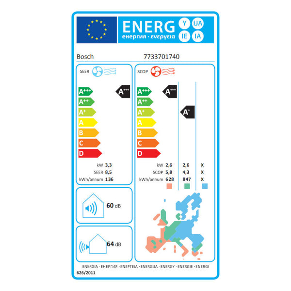 Bosch CL5000i Set 35 WE climatizzatore monosplit gas R32, unità interna ed esterna, 12000 Btu