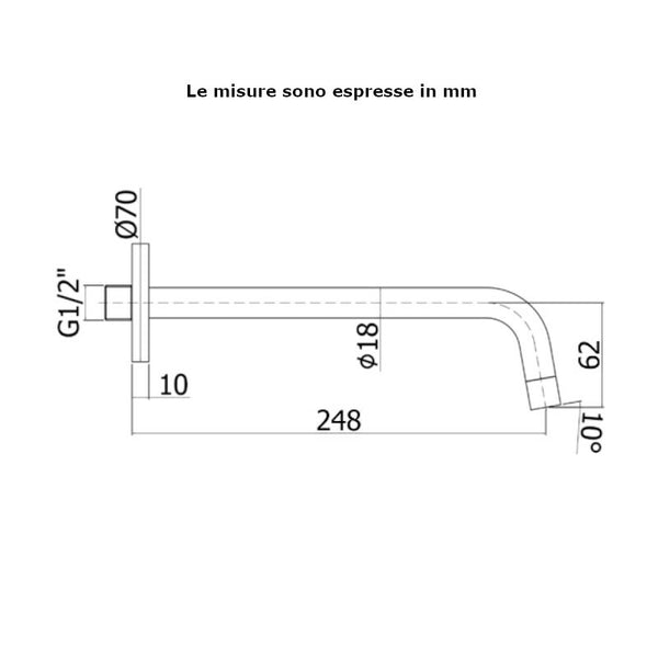 Bocca a muro Paffoni ZBOC046CR per miscelatore incasso Light 007