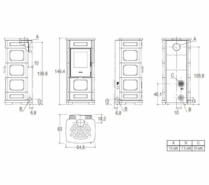 Piazzetta E228 C stufa ibrida 8 KW scarico superiore