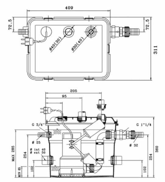 Dab Novabox 30/3001 40TH stazione raccolta e sollevamento acque 30 litri 0.22 kW
