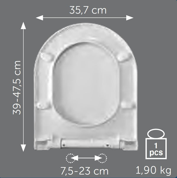 Sedile universale in termoindurente TD48 con chiusura soft close Polisedil