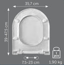 Sedile universale in termoindurente TD48 con chiusura soft close Polisedil