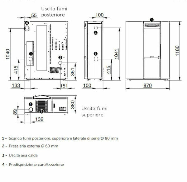 CS Thermos Thema 12 pietra stufa a pellet/biomassa canalizzabile 11,5 KW